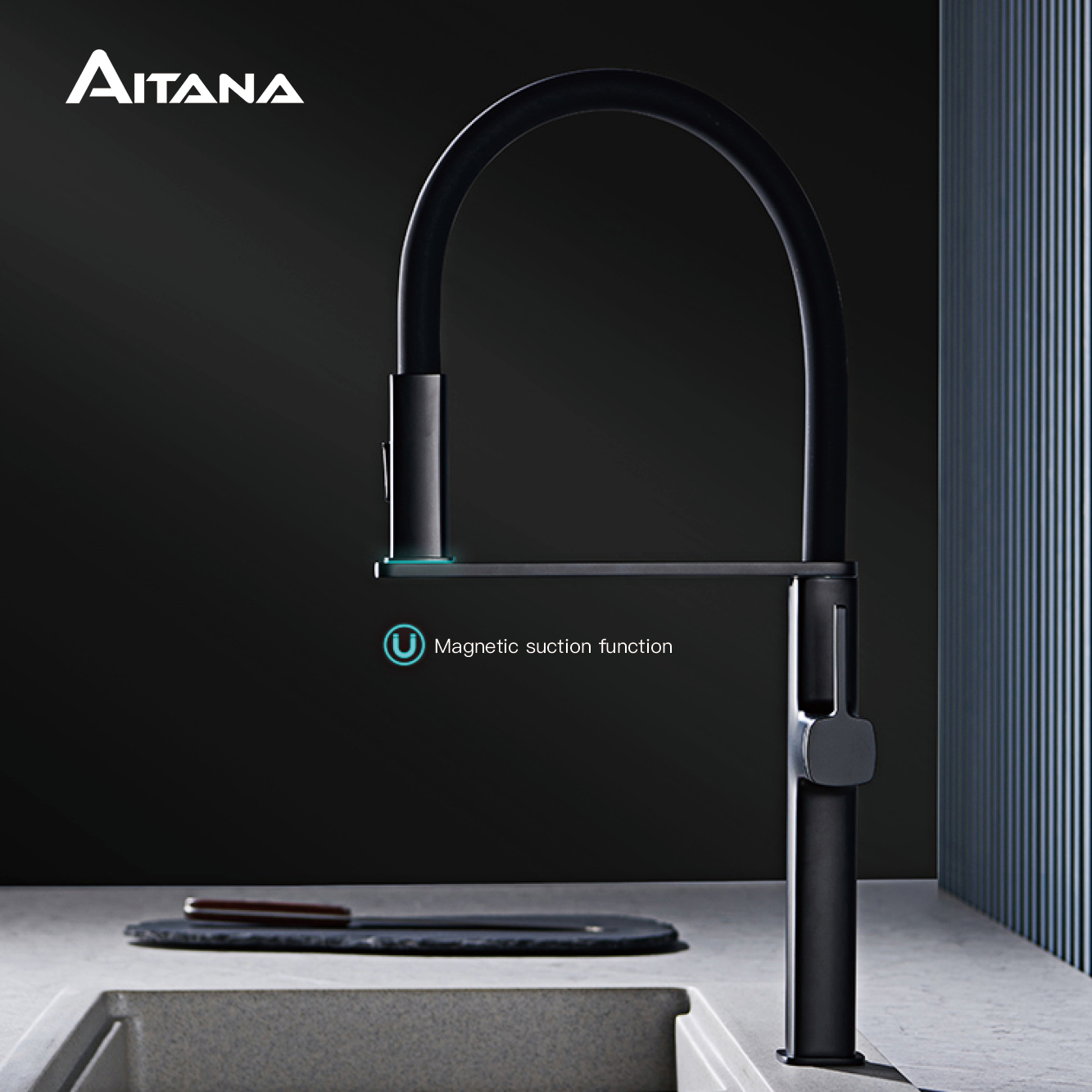 Commercial Kitchen Faucet - صنبور مطبخ نحاسي أسود بتصميم بسيط