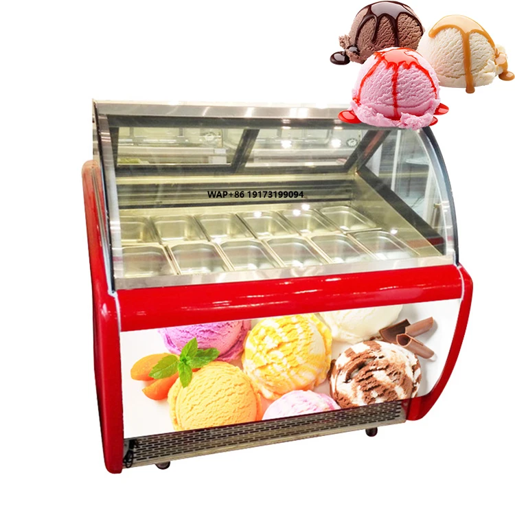 Refrigerated Display Case - خزانة عرض الجيلاتو من الفولاذ المقاوم